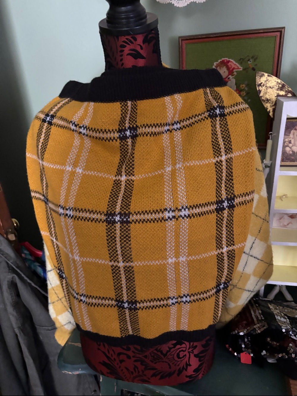 Almost Famous Mustard Plaid Mini Skirt with Black Trim